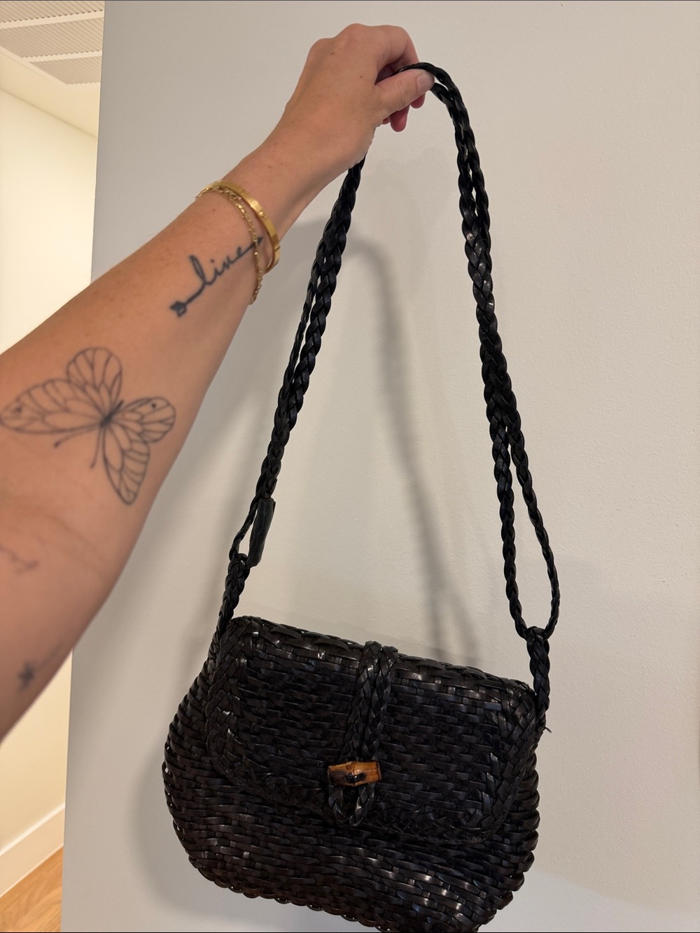 Vintage Chocolate Brown Cosci Italian Woven Crossbody Bag with Braided Strap - Picture 2 of 4
